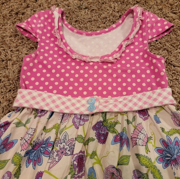 Matilda Jane Girls Pink Brilliant Dream Dot Dot Dot Pink Floral Dress, size 6 - Picture 4 of 7
